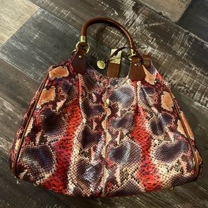 Brahmin Elisa Sangria multicolor anaconda with matching wallet
